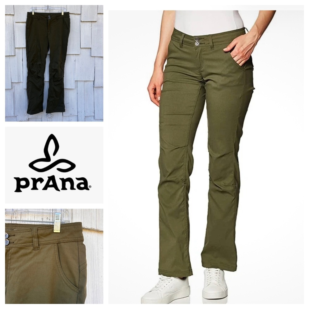 prAna‎ Halle Pant Womens 8 Regular Dark Olive Green Hiking Cargo Roll Up Zion